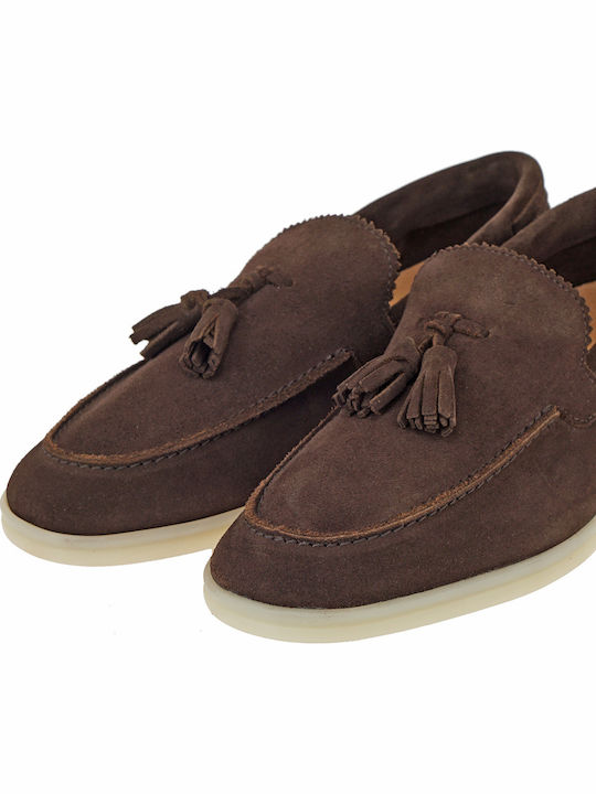 Loafers Bărbătești Din Piele Întoarsă Maro