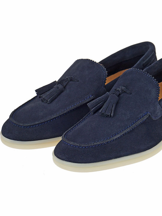 Loafers Bărbătești Din Piele Întoarsă Albastru