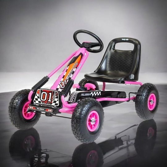 Go Kart Cu Un Loc Cu Pedală Inspirat Roz Pentru 3+ Ani