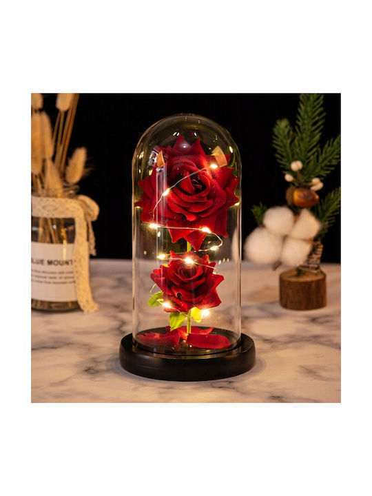 Double All Saints Rose Led Glass Dome 22 Cm Base Birthday Anniversary Valentine Forever Rose Red Rc43 Oem