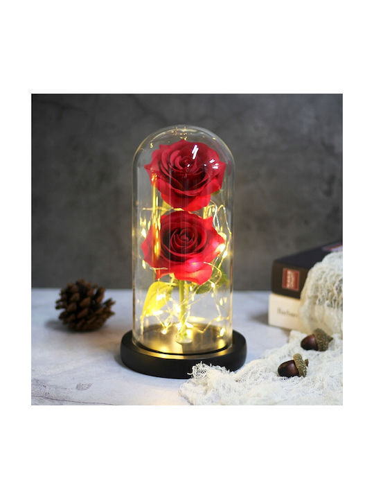 Double All Saints Rose Led Glass Dome 22 Cm Base Birthday Anniversary Valentine Forever Rose Red Rc43 Oem