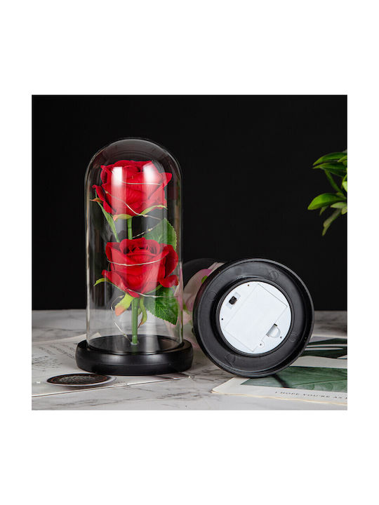 Double All Saints Rose Led Glass Dome 22 Cm Base Birthday Anniversary Valentine Forever Rose Red Rc43 Oem