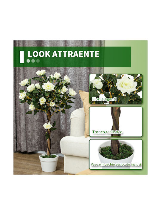 Outsunny Copac Artificial Plantă Artificială Ghiveci din Ciment Plantă Artificială