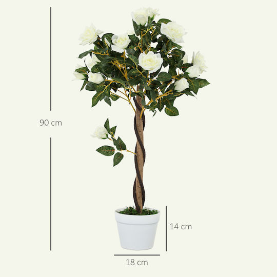 Outsunny Copac Artificial Plantă Artificială Ghiveci din Ciment Plantă Artificială