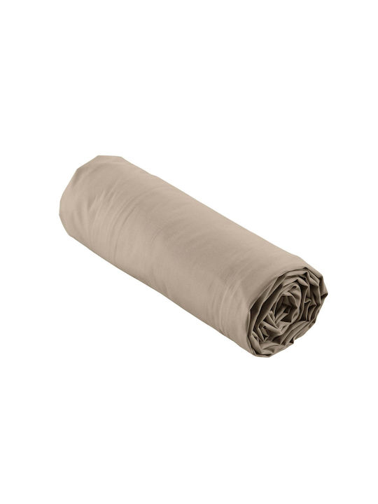 Douceur d'Intérieur Percaline Σεντόνι Διπλό με Λάστιχο 140x190εκ. Sand Color