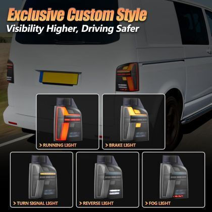 Taillights Led VW Transporter T5 2010-2014 Sequential Turn Signal Set 2 Pieces