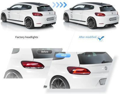Led Taillights Vw Scirocco 2009-2014 Running Red Set 2 Pieces