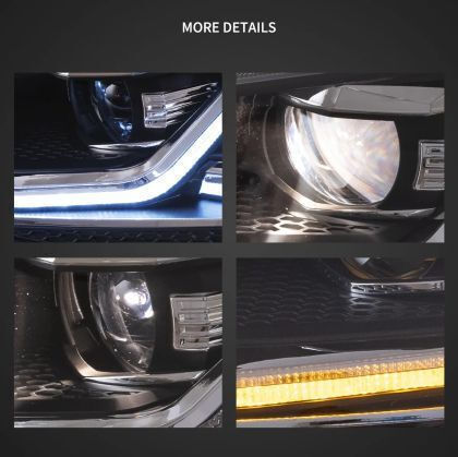 Front Led Lights Vw Golf 7 2014-2018 Red Line Design Black Without Bulbs D2s/H7 Set 2 Pieces