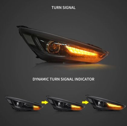 Φανάρια Εμπρός Led Ford Focus 2015-2018 Μαύρα Χωρίς Λάμπες D2s Σετ 2τμχ