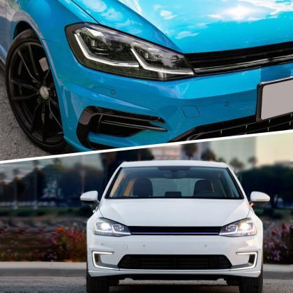 Front Led Lights Vw Golf 7.5 2018-2021 Silver Line Design Black Without Bulbs D2s/h7 Set 2 Pieces