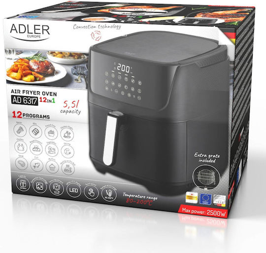Adler Air Fryer 5.5lt Μαύρο AD 6317