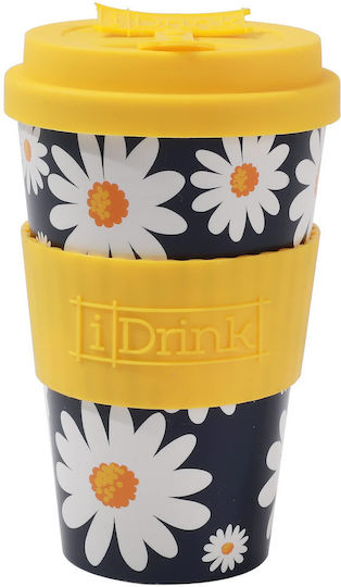 Total Gift Daisy Becher Bamboo mit Deckel Schwarz 435ml