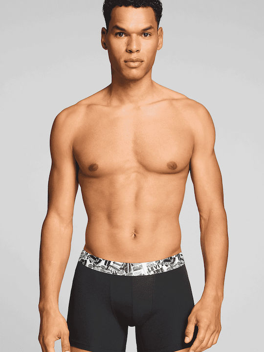 Herren Boxershorts Schwarz/Grau Mit Muster 2Pack
