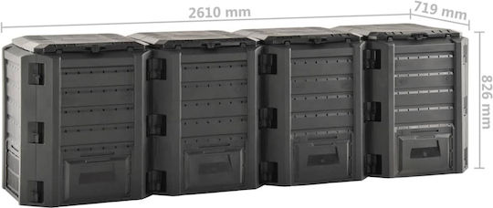 Recipient de Compostare Negru 1600 Litri 1200 L 1