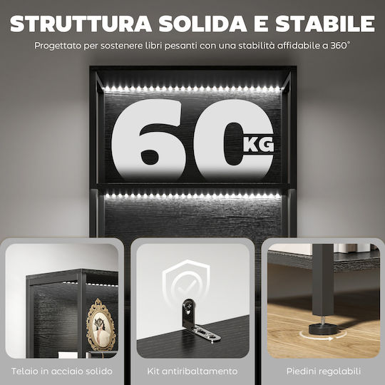 Етажерка с LED Черно 60x30x179см.