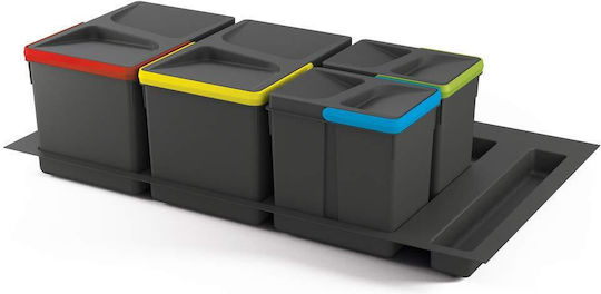 Emuca Recycling Bin for Cabinet Plastic Anthracite 18L 4 Pieces