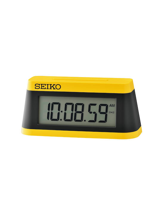 Seiko Qhl091y Tabletop Digital Clock LCD With Alarm Clock Yellow QHL091Y