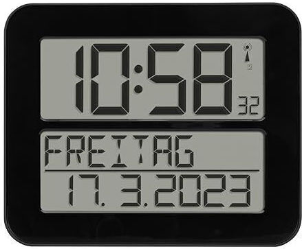 TFA Time Line MAX Tabletop Digital Clock Plastic with Alarm Clock & Radio Black