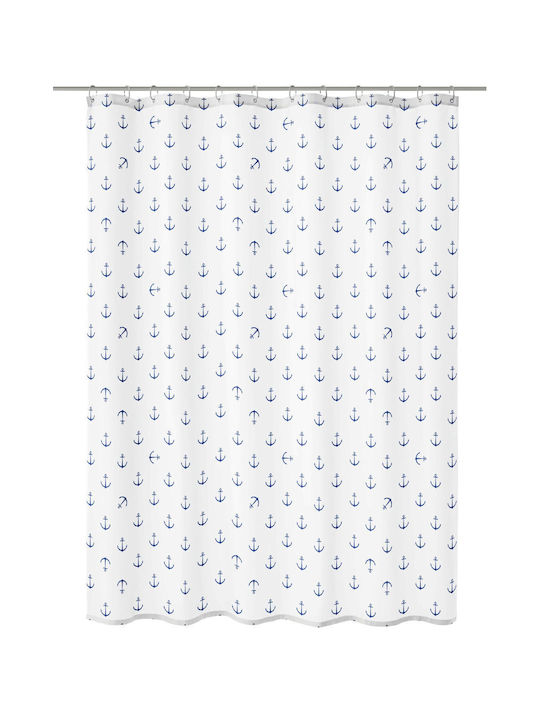 Kleine Wolke Anchor Shower Curtain Fabric 120x200cm White / Blue