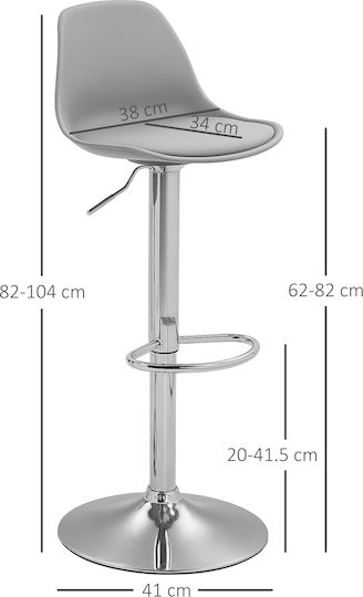 Bar Stool with Backrest and Adjustable Height Gray 42x38x82-104cm