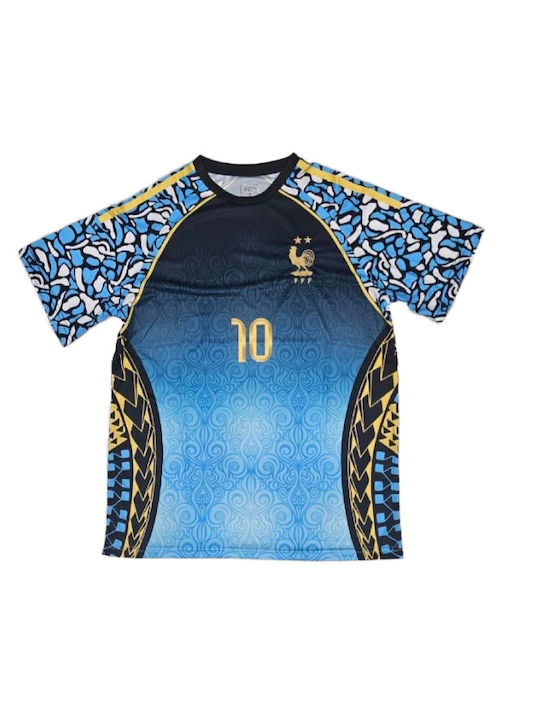 Football Jersey Mbappe France National Team Special Edition Blue-Gold Balón De Oro Unisex Blue Gold Ab111