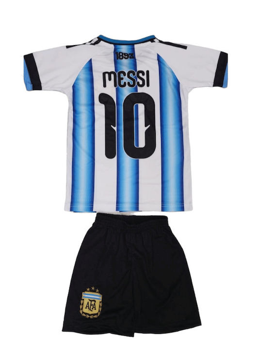 Kids Football Set Messi Argentina National Team Mundial 2026 Striped Balón De Oro Unisex Kids White Light Blue Ab123