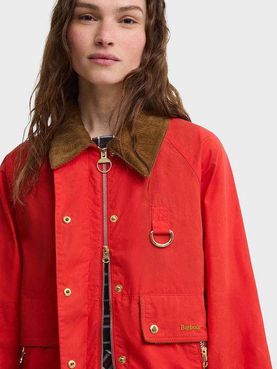 Short Women's Jacket for Winter Red