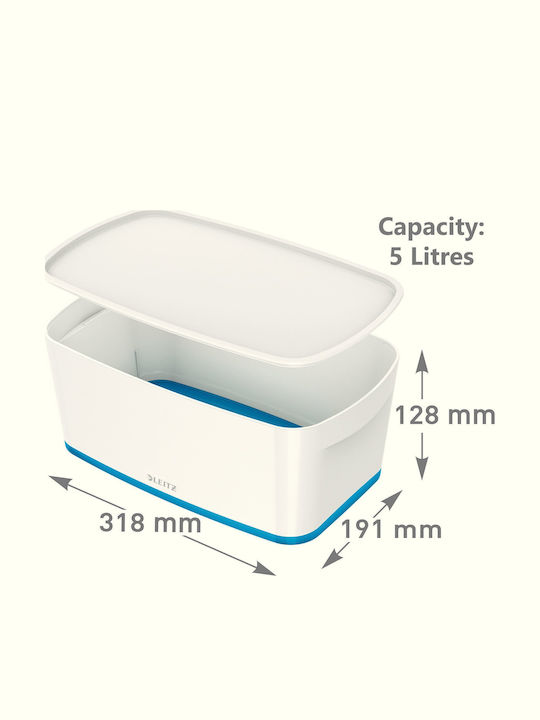 Leitz Mybox Wow Plastic Storage Box with Lid Blue 31.8x12.8x19.1cm 1pcs