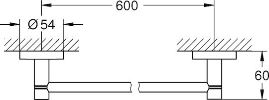 Grohe New Essentials Single Wall-Mounted Bathroom Rail ​60x5.4cm Super Steel