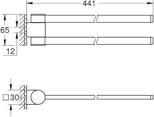 Grohe Selection Double Wall-Mounted Bathroom Rail ​44x44cm Silver