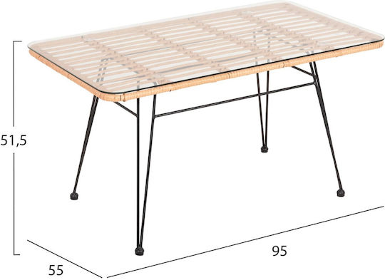 Table 95x55x51.5cm Black-beige
