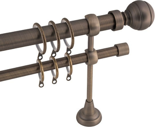 Frans Extendable Metallic Curtain Pole A3 Double with Rod Φ25mm 140-250cm Antique