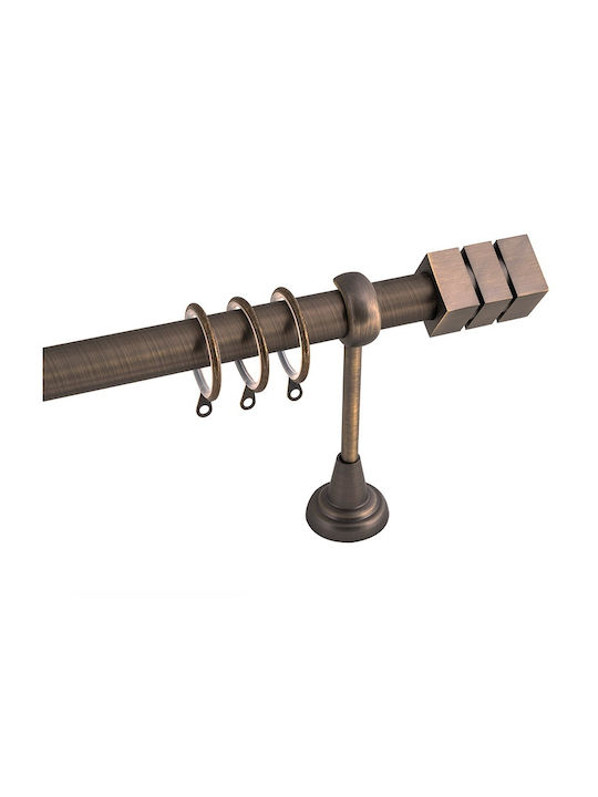 Frans Extendable Metallic Curtain Pole A2 Single Diameter 25mm Length 140-250cm Antique