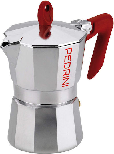 Pedrini Stovetop Espresso Pot for 6 Cups Silver
