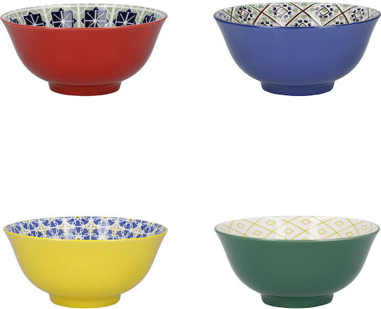 Kitchen Craft Müslischüssel Rund Keramik Blau mit Durchmesser 15cm 4Stück