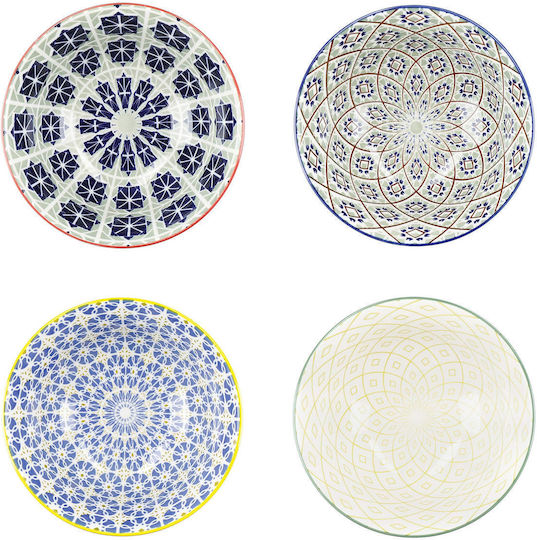 Kitchen Craft Bol de Servire pentru Cereale Rotund Ceramică Albastru cu Diametru 15buc 4buc