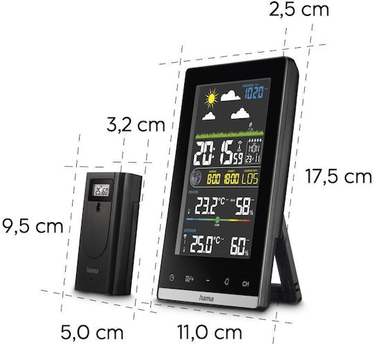 HAMA 00222239 Stație Meteo Fără Fir Digitală De Masă Neagră