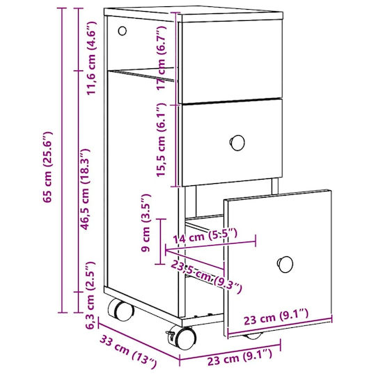 vidaXL Cabinet de baie L33xA23xÎ65cm Stejar