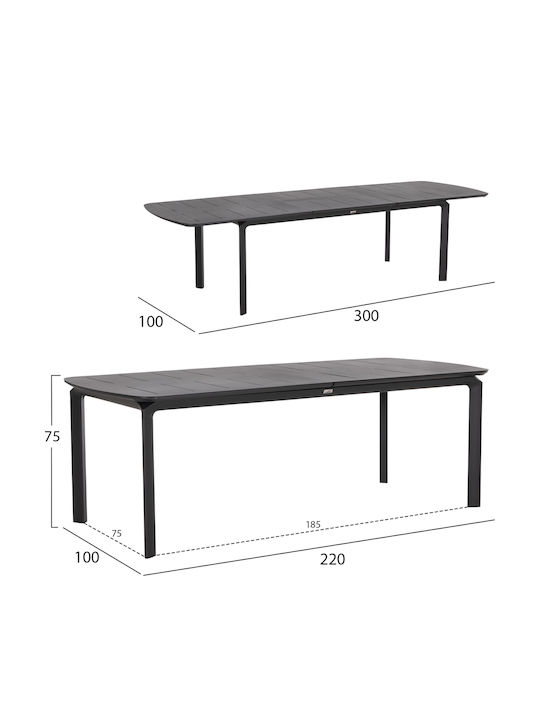 Sympo Bar Table Extendable Aluminum Gray 300x100x75cm