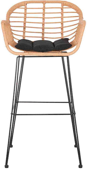Gartenhocker Bar Außeneinsatz Rattan Beiges Schwarz 54x55x108cm
