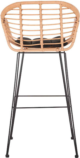 Gartenhocker Bar Außeneinsatz Rattan Beiges Schwarz 54x55x108cm
