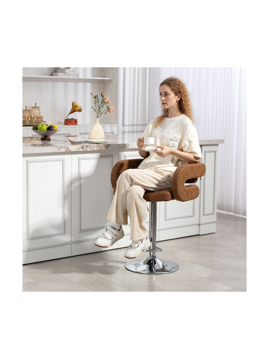 Bar Stool with Backrest & Adjustable Height Brown