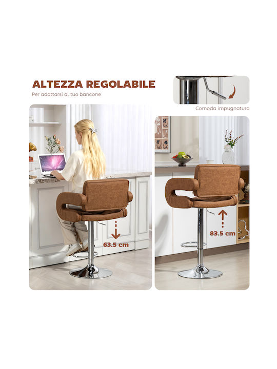 Bar Stool with Backrest & Adjustable Height Brown