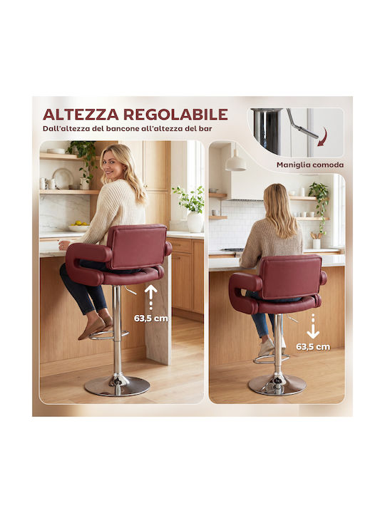 Bar Stool with Backrest & Adjustable Height Red