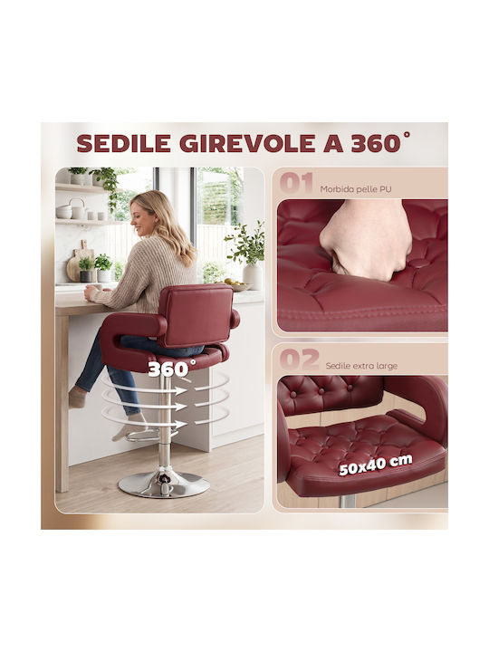 Bar Stool with Backrest & Adjustable Height Red