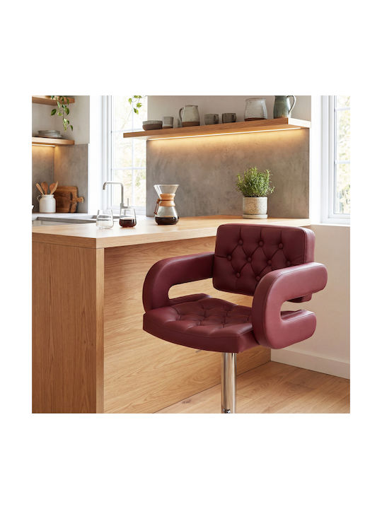 Bar Stool with Backrest & Adjustable Height Red