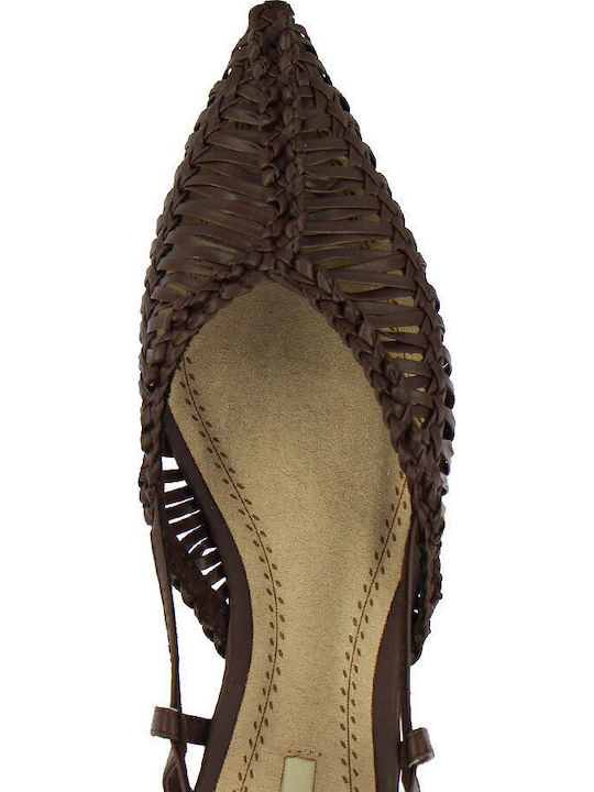 Women's Ballerina Shoes Slingback With Strap In Brown Color