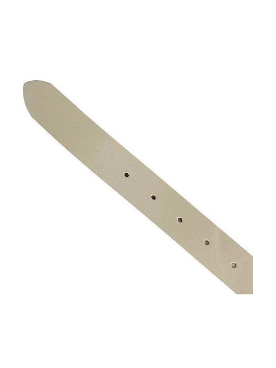 Wide Leather Women's Belt Beige 2618-Beige-115cm