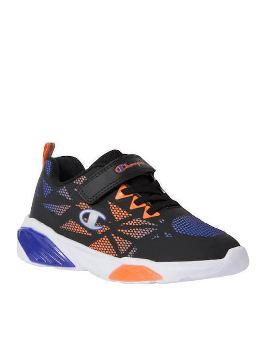 Kids Sneakers with Hoop & Loop Closure and Lights Black