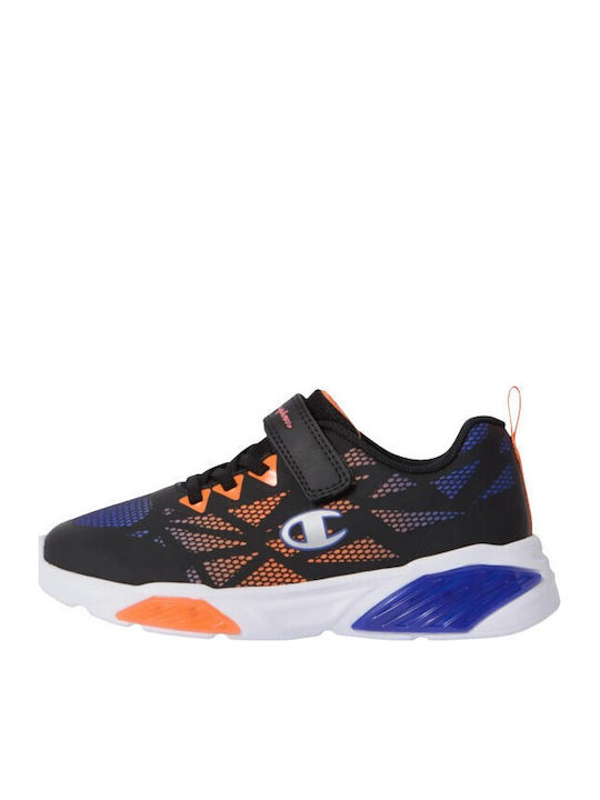 Kids Sneakers with Hoop & Loop Closure and Lights Black